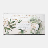 Moderne Witte Blush Gouden Eucalyptus Bedrijf Groo Bureaumat (Keyboard & Muis)