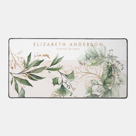 Moderne Witte Blush Gouden Eucalyptus Bedrijf Groo Bureaumat (Voorkant)