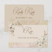 Moderne Witte Boho Bloemrijke Boog Bruiloft RSVP K (Voorkant / Achterkant)