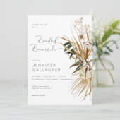 Moderne Witte Boho Gedroogde Bloemen Bruidsbrunch Kaart