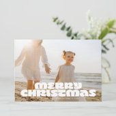 MODERNE WITTE BOLD Vrolijke Kerstmis Typografie Fo Feestdagenkaart (Staand voorkant)