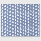 Moderne witte bomen op blauw geometrisch patroon cadeaupapier (Vlak)