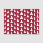 Moderne witte bomen op maroon kerstpatroon tissuepapier (Voorkant)