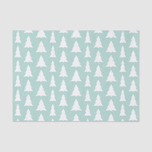 Moderne witte bomen op Mint Green Geometric Patter Tissuepapier (Voorkant)