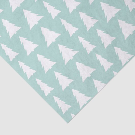Moderne witte bomen op Mint Green Geometric Patter Tissuepapier (Detail)