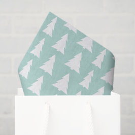 Moderne witte bomen op Mint Green Geometric Patter Tissuepapier