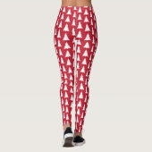 Moderne witte bomen op rood kerstpatroon leggings (Achterkant)