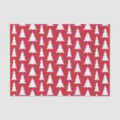 Moderne witte bomen op rood kerstpatroon tissuepapier (Voorkant)