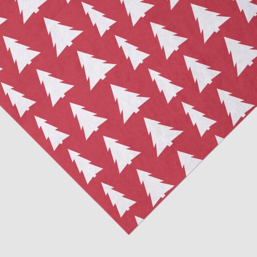 Moderne witte bomen op rood kerstpatroon tissuepapier (Detail)