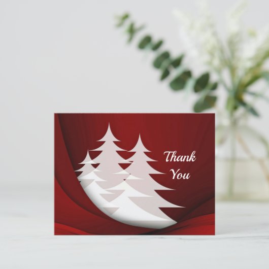 Moderne witte bomen Rode Grafische dank Briefkaart (Staand voorkant)