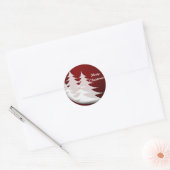 Moderne Witte Bomen Rode Grafische Kerstmis Ronde Sticker (Envelop)