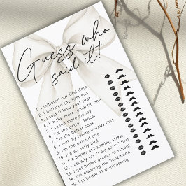 Moderne witte boog raden wie zei het bruids spel