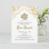 Moderne witte boog Ramadan Iftar diner uitnodiging (Staand voorkant)