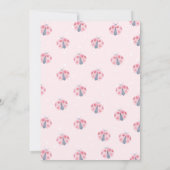 Moderne witte boog roze lieveheersbeestje 1e verja kaart (Achterkant)