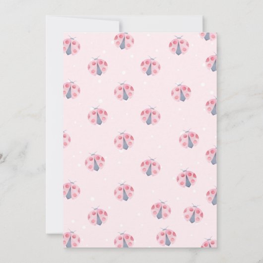 Moderne witte boog roze lieveheersbeestje 1e verja kaart (Achterkant)