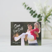 Moderne witte borstel schrift Save the Date foto k Kaart (Staand voorkant)