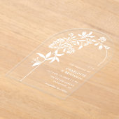 Moderne Witte Botanische Boog Wedding Acryl Uitnodigingen (Laagn)