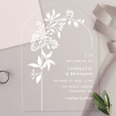 Moderne Witte Botanische Boog Wedding Acryl Uitnodigingen