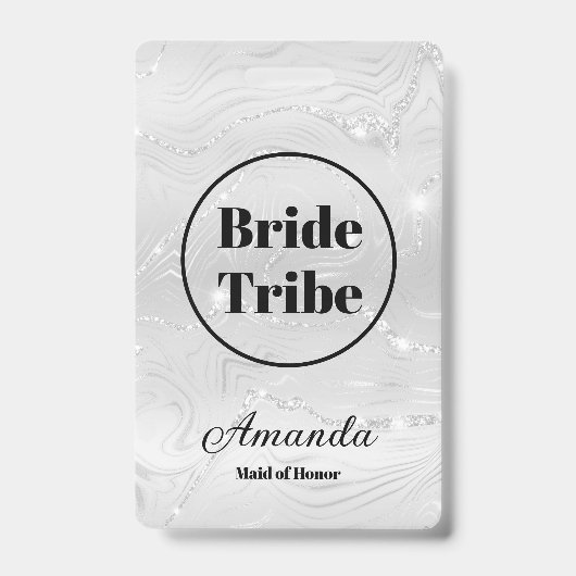 Moderne Witte Bruid Stam Bruidsfeest Badge (Voorzijde)