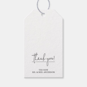 Moderne witte bruiloft gunst cadeaulabel