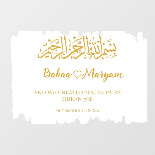 Moderne Witte Bruiloft Welkomstbord Decal Sticker (Vel)