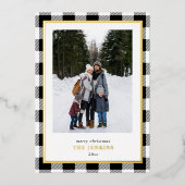 Moderne Witte Buffel speelde twee kerstfoto's Folie Feestdagenkaart (Voorkant)