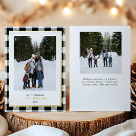 Moderne Witte Buffel speelde twee kerstfoto's Folie Feestdagenkaart