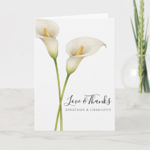 Moderne Witte Calla Lelie Bloem Bruiloft Bedankkaart