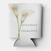 Moderne Witte Calla Lelie Bloem Bruiloft Blikjeskoeler (Voorkant)