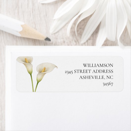 Moderne Witte Calla Lelie Bloem Bruiloft Etiket (Insitu)