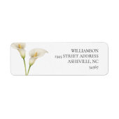 Moderne Witte Calla Lelie Bloem Bruiloft Etiket (Voorkant)