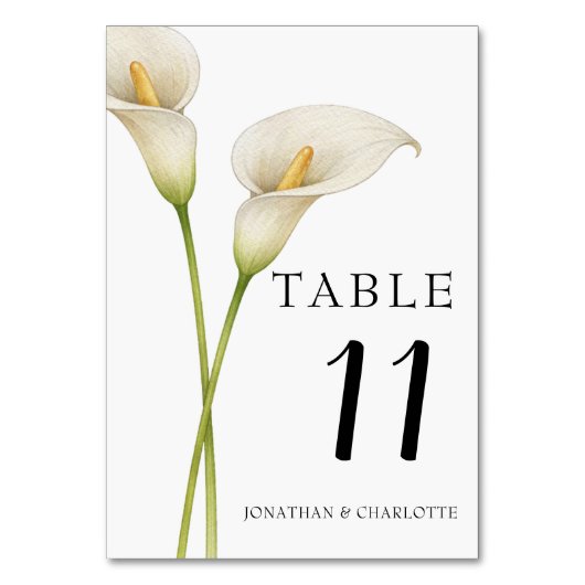 Moderne witte Calla Lelie Bloem Bruiloft Kaart (Voorkant)