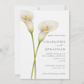 Moderne Witte Calla Lelie Bloem Bruiloft Kaart (Voorkant)