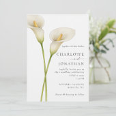 Moderne Witte Calla Lelie Bloem Bruiloft Kaart (Staand voorkant)