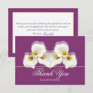 Moderne Witte Calla Lelie Bruidsdouche Dankjewel Bedankkaart