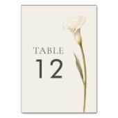 Moderne Witte Calla Lelie Bruidstafel Nummer Kaart (Voorkant)