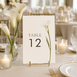 Moderne Witte Calla Lelie Bruidstafel Nummer Kaart