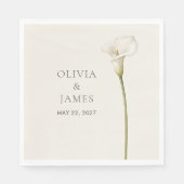Moderne Witte Calla Lelie Bruiloftspapieren Servet (Voorkant)