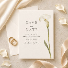 Moderne Witte Calla Lelie Minimalistische Trouwdag Save The Date