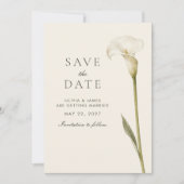 Moderne Witte Calla Lelie Minimalistische Trouwdag Save The Date (Voorkant)