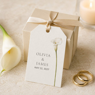 Moderne Witte Calla Lelie Trouw Favor Tag Cadeaulabel