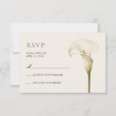 Moderne witte Calla-lelie trouw-RSVP kaart (Voorkant)