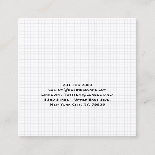 Moderne witte cheques minimalistisch professioneel vierkante visitekaartje (Achterkant)