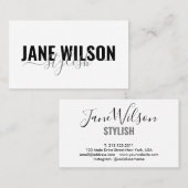 Moderne witte chique handtekening visitekaartje (Voorkant / Achterkant)