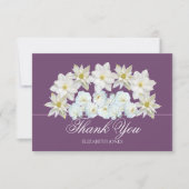 Moderne Witte Clematis Roze Bruidsdouche Dank Je Bedankkaart (Voorkant)