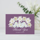 Moderne Witte Clematis Roze Bruidsdouche Dank Je Bedankkaart (Staand voorkant)