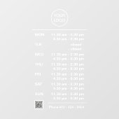 Moderne witte complex bedrijfsuren logo QR-code Raamsticker (Vel)