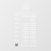 Moderne witte complexe kantooruren Logo QR-code Raamsticker (Vel)