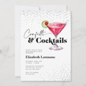 Moderne Witte Confetti en Cocktails Verjaardag Kaart (Voorkant)
