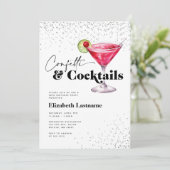 Moderne Witte Confetti en Cocktails Verjaardag Kaart (Staand voorkant)